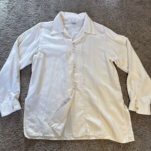 VTG Anne Carson SILK Tuxedo Blouse Shell Button Womens M Coastal Beach Steampunk
